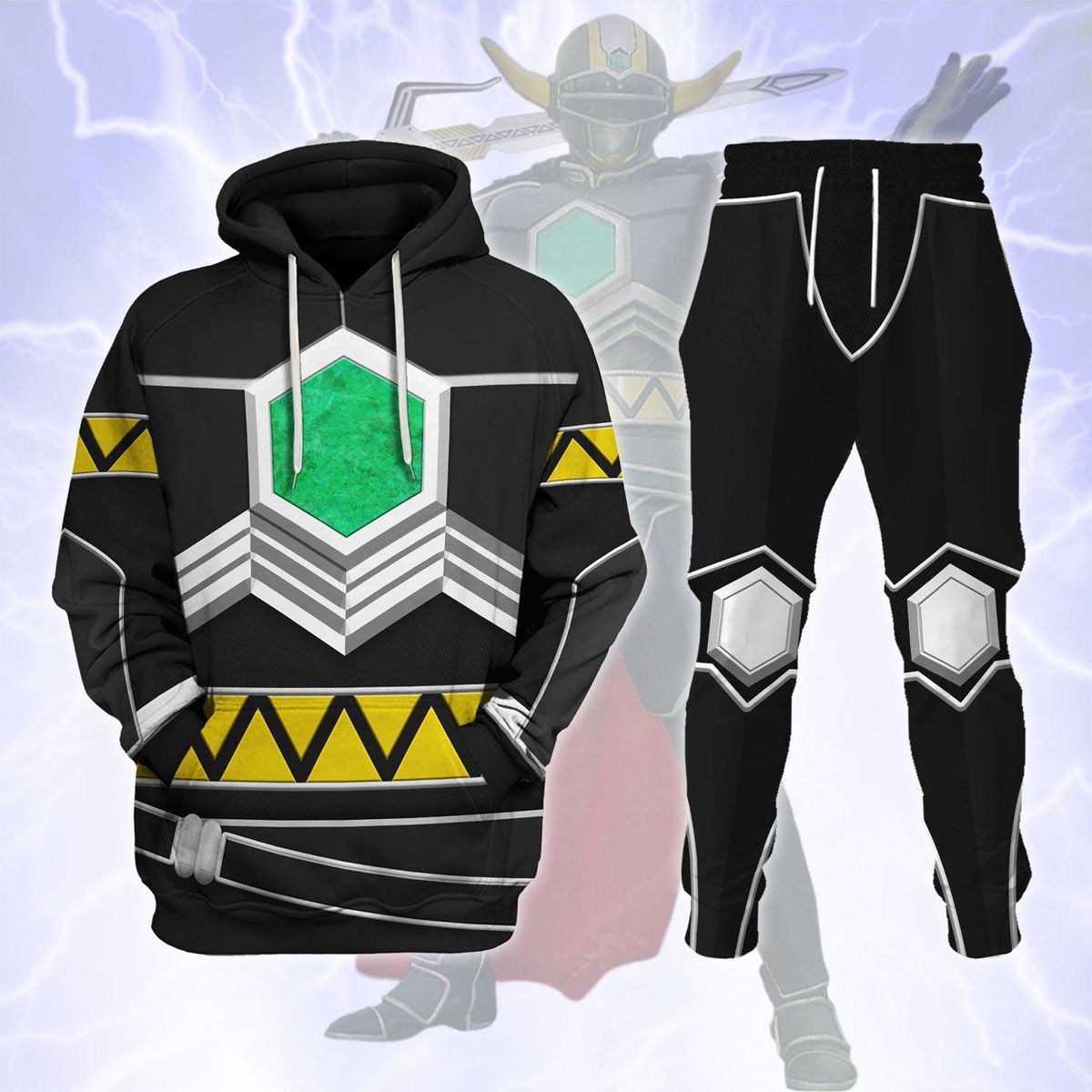 Power Rangers Lost Galaxy Black Costume Hoodie Sweatshirt T-Shirt Tracksuit