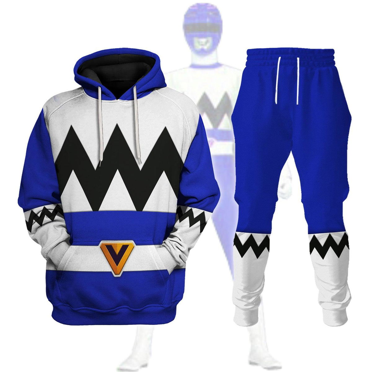 Power Rangers Lost Galaxy Blue Costume Hoodie Sweatshirt T-Shirt Tracksuit