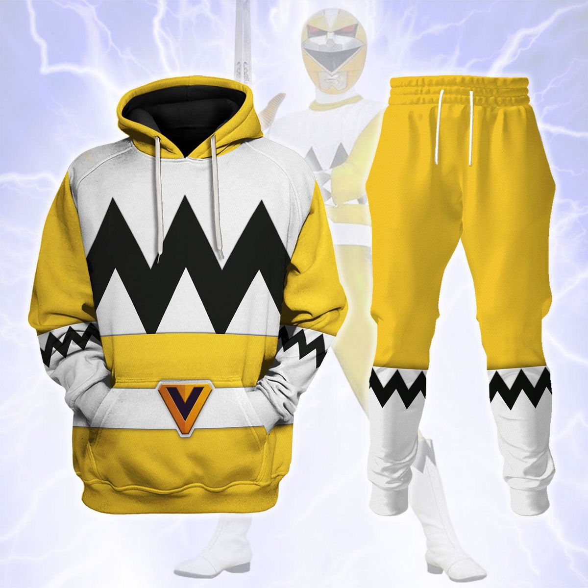 Power Rangers Lost Galaxy Yellow Costume Hoodie Sweatshirt T-Shirt Tracksuit