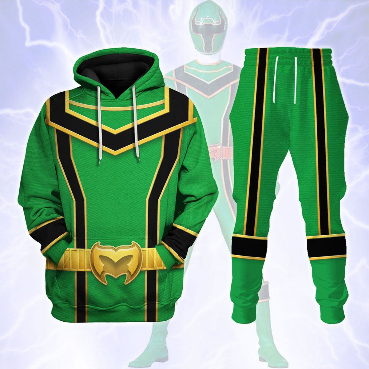 Power Rangers Mystic Force (2006) Green Costume Hoodie Sweatshirt T-Shirt Tracksuit