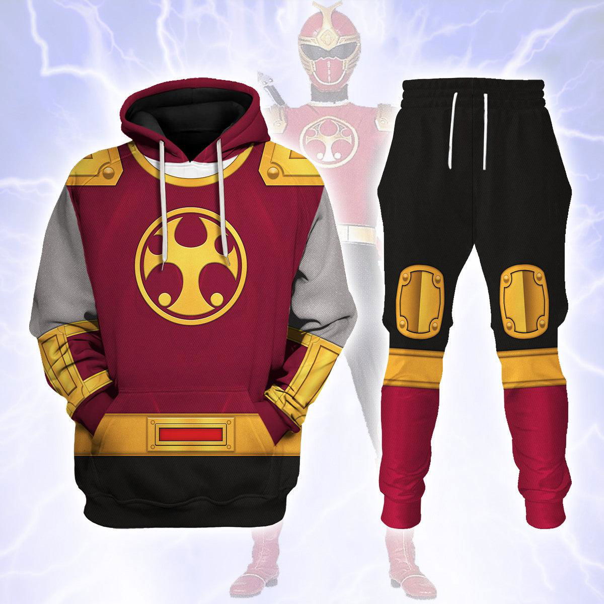 Power Rangers Ninja Storm Crimson Thunder Ranger Hoodies Sweatshirt T-shirt Hawaiian Tracksuit