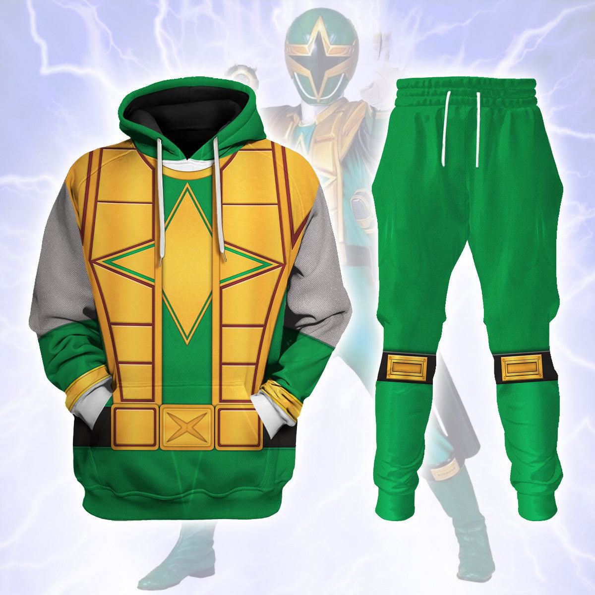 Power Rangers Ninja Storm Green Samurai Ranger Hoodies Sweatshirt T-shirt Hawaiian Tracksuit