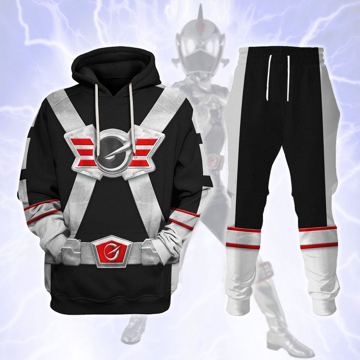 Power Rangers RPM (2009) Silver Costume Hoodie Sweatshirt T-Shirt Tracksuit