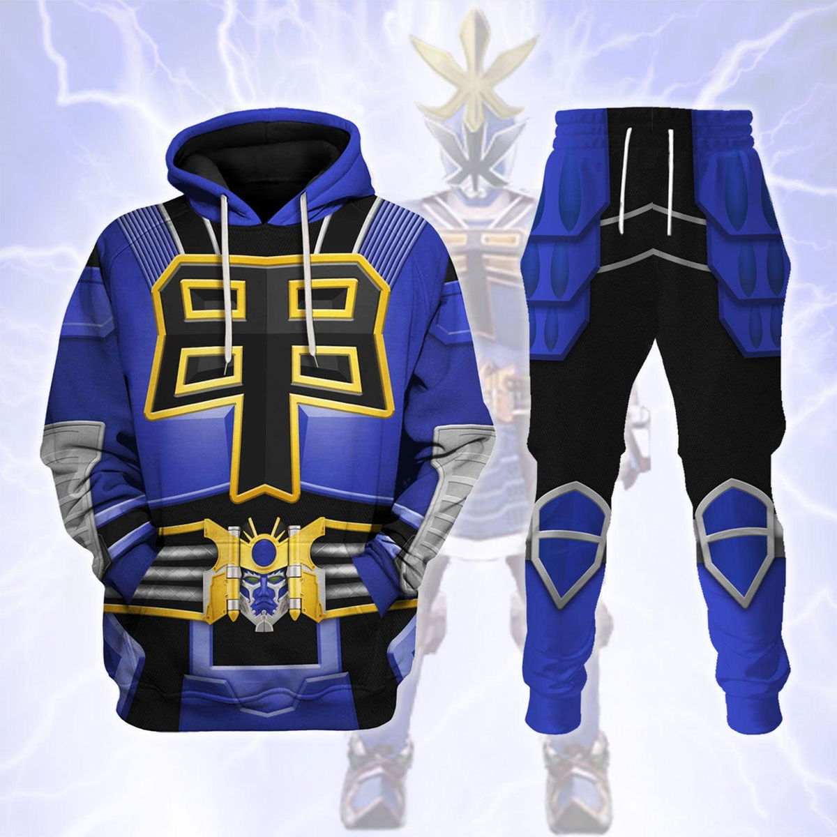 Power Rangers Shogun Blue Costume Hoodie Sweatshirt T-Shirt Tracksuit