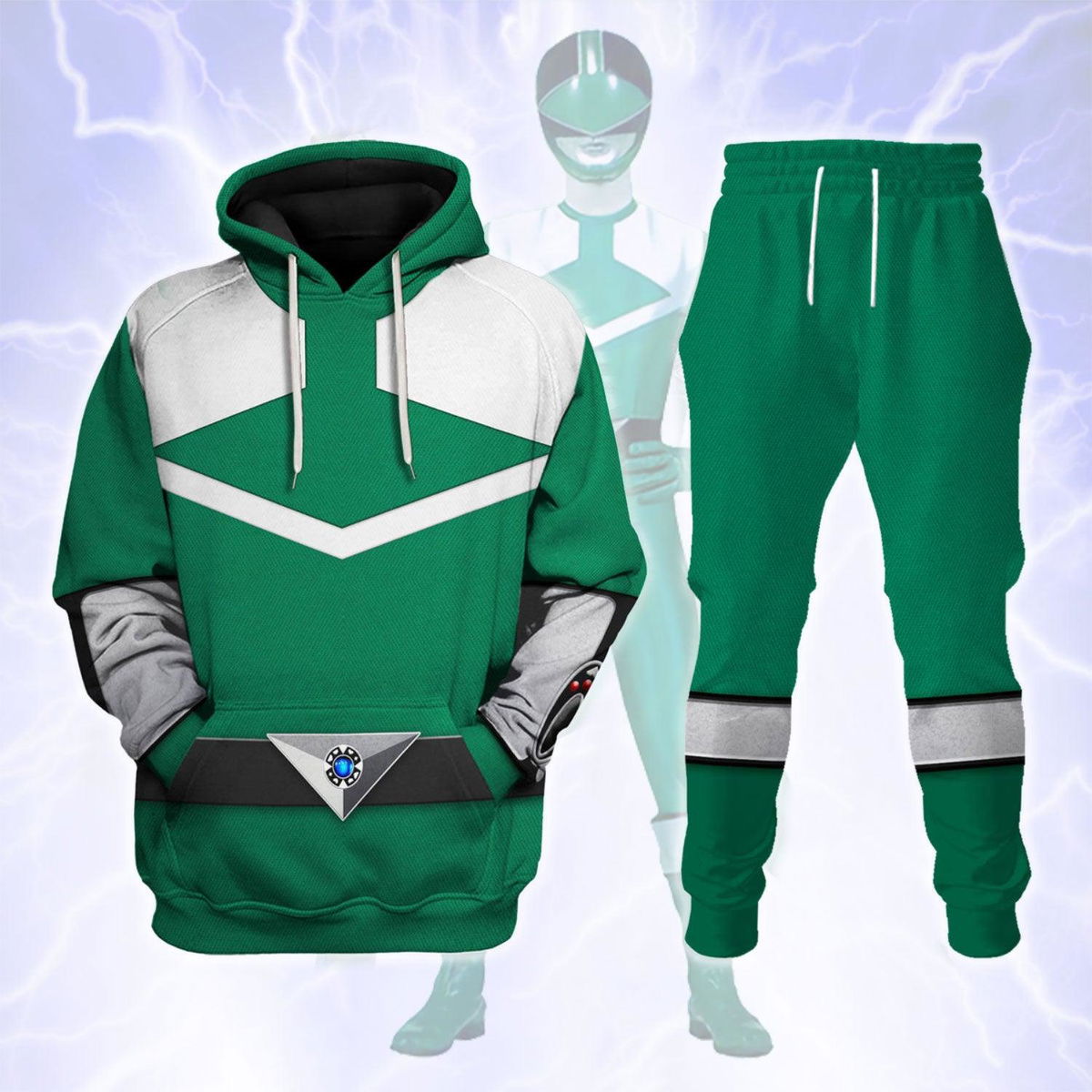 Power Rangers Time Force (2001) Green Hoodies Sweatshirt T-shirt Hawaiian Tracksuit