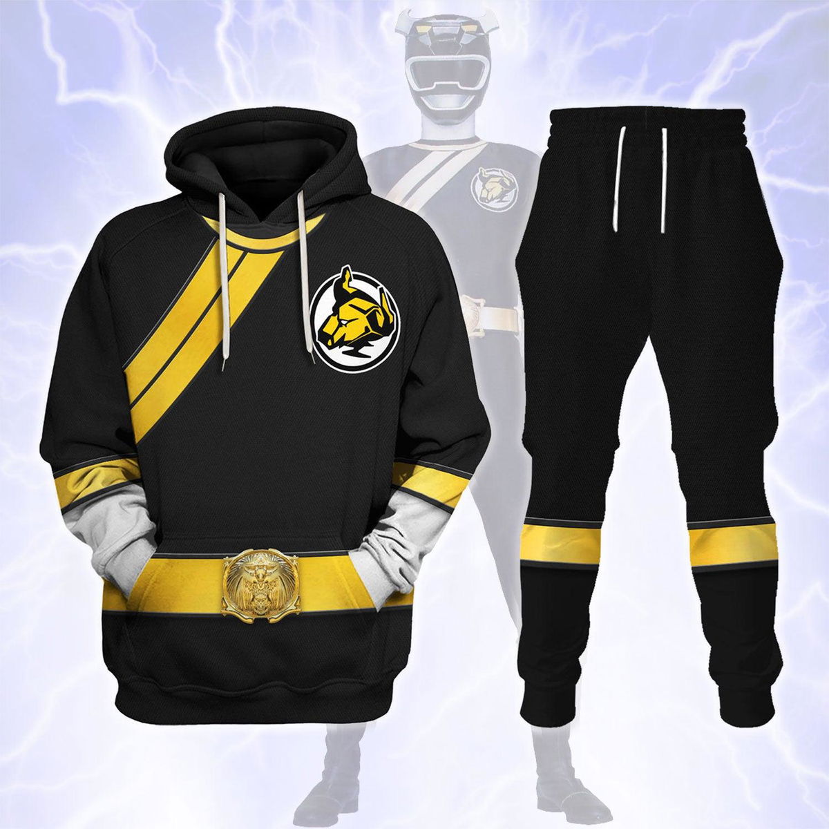 Power Rangers Wild Force Black Costume Hoodie Sweatshirt T-Shirt Tracksuit