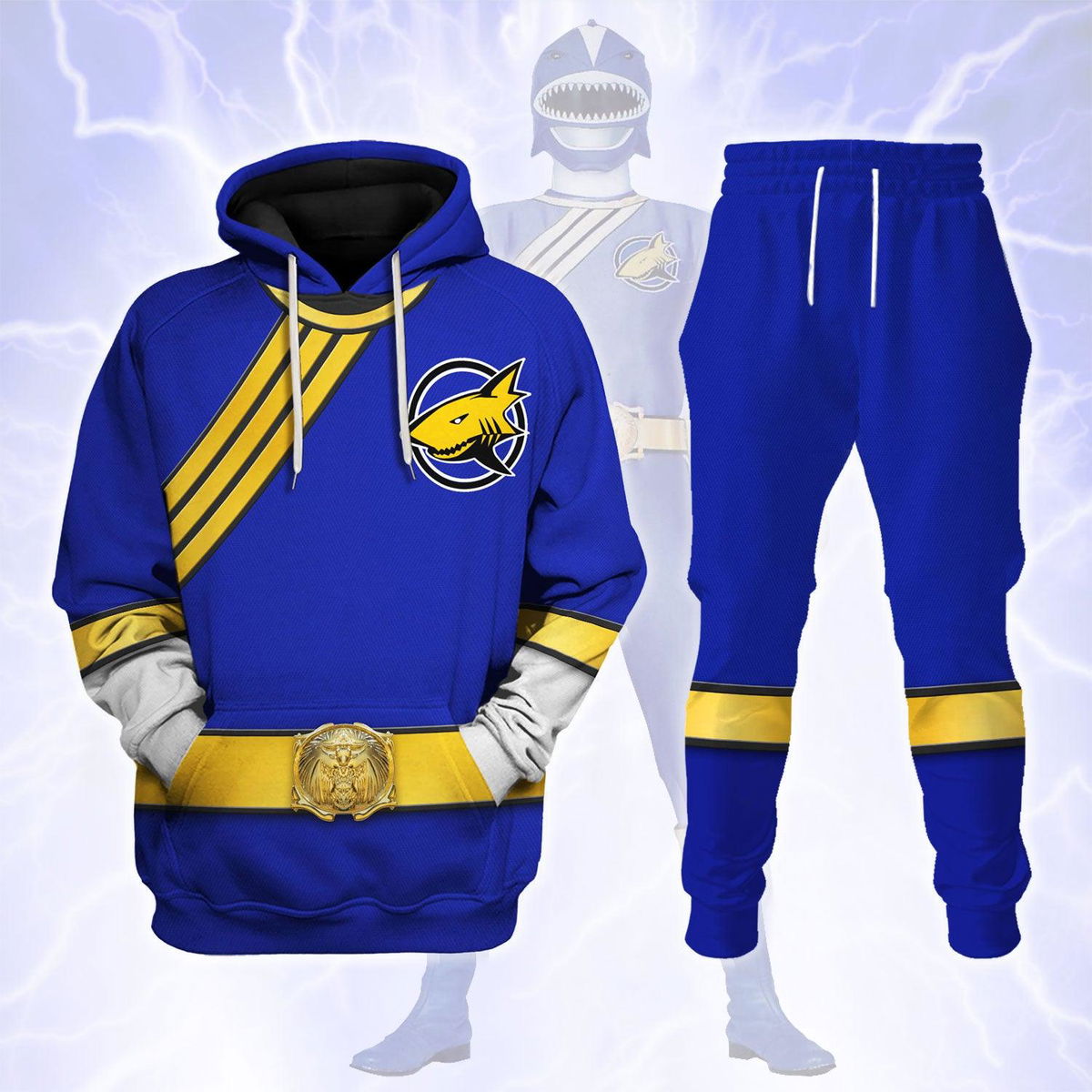 Power Rangers Wild Force Blue Costume Hoodie Sweatshirt T-Shirt Tracksuit