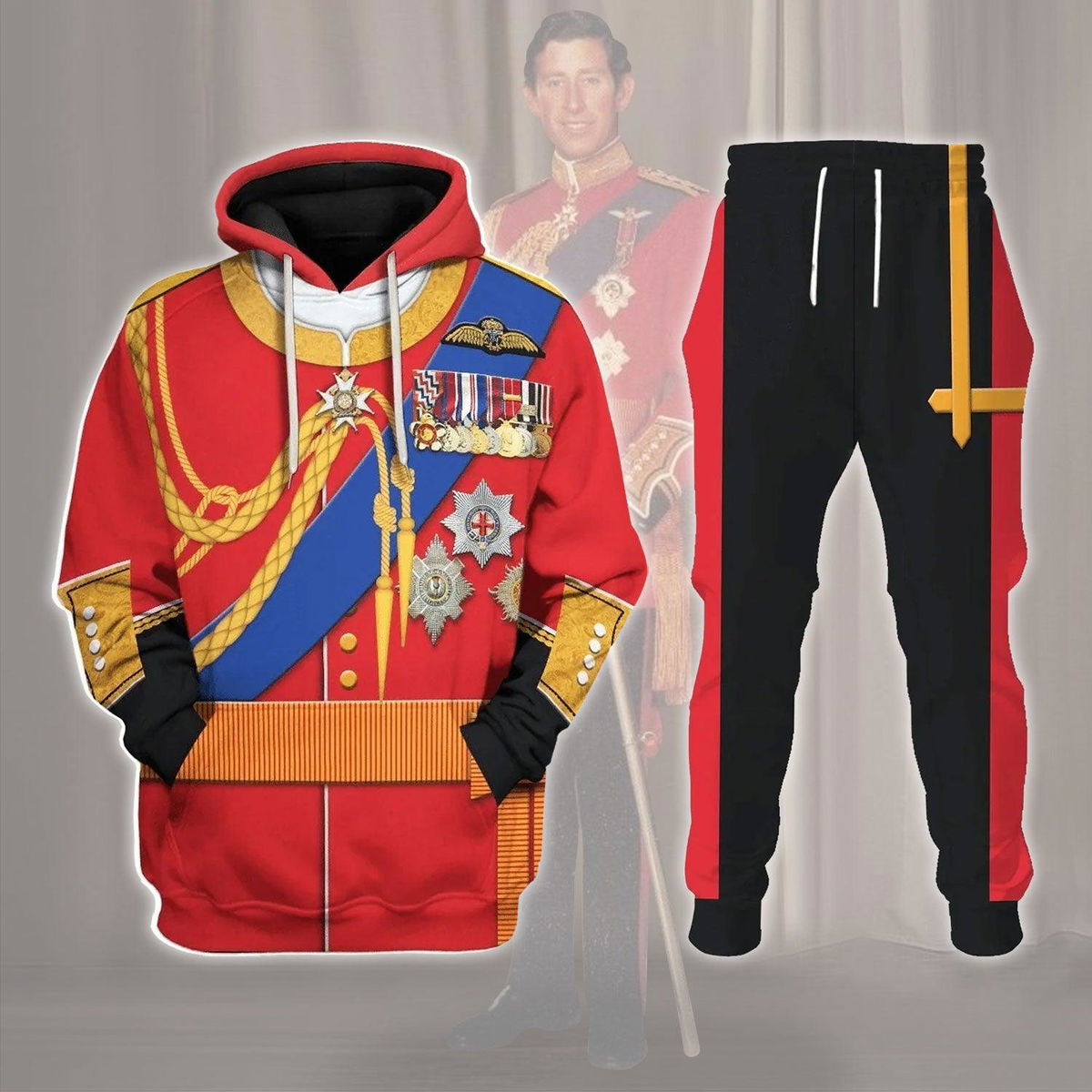 Prince Charles Prince of Wales Costume Hoodie Sweatshirt T-Shirt Tracksuit