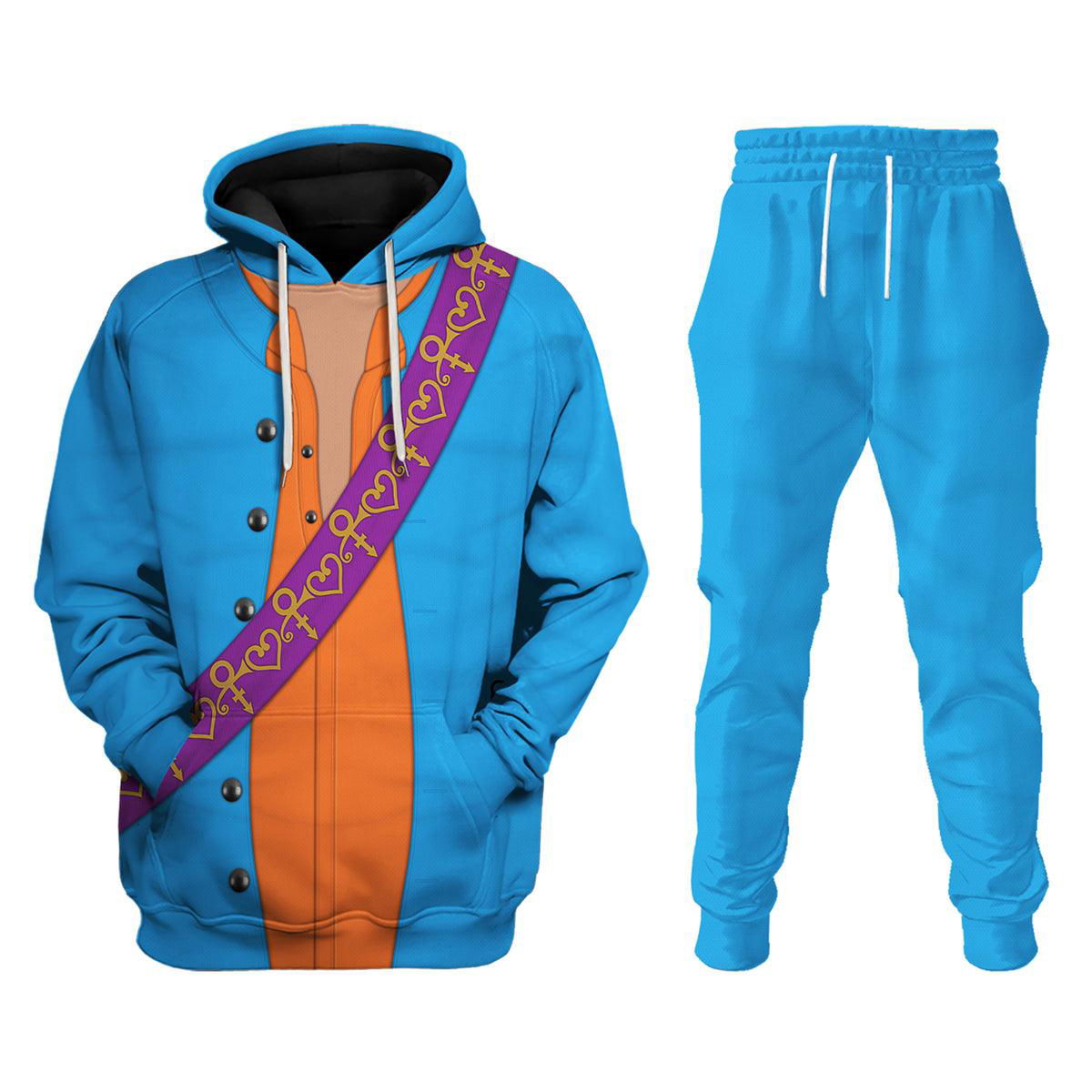 Prince Suit Turquoise and Orange All-Over Print Unisex Pullover Hoodie, Sweatshirt, T-Shirt, and Swatpants