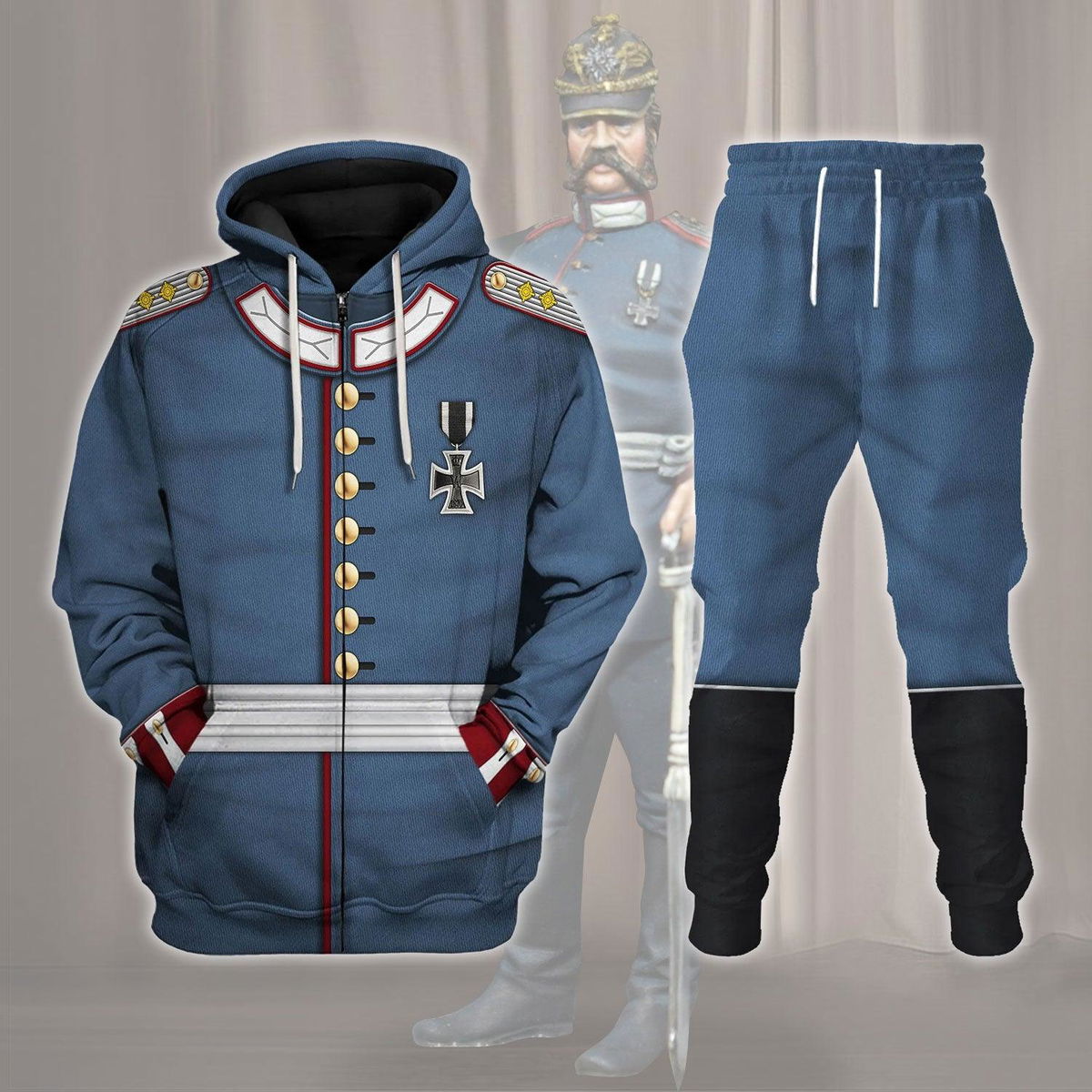 Prussian Officer Prussian Army 1871 Costume Hoodie Sweatshirt T-Shirt Tracksuit