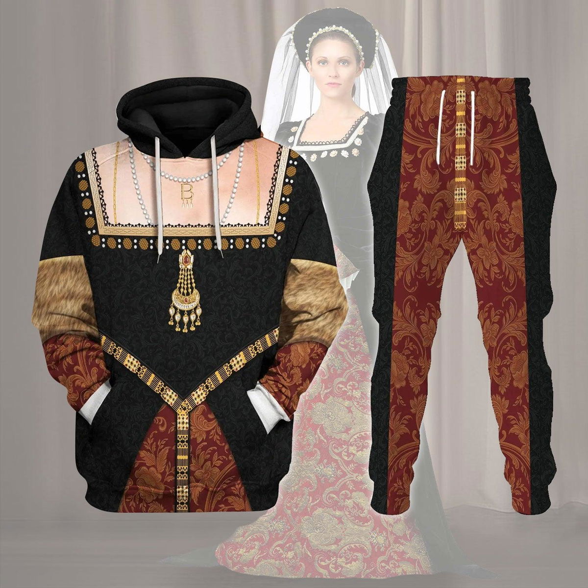 Queen Anne Boleyn Costume Hoodie Sweatshirt T-Shirt Tracksuit