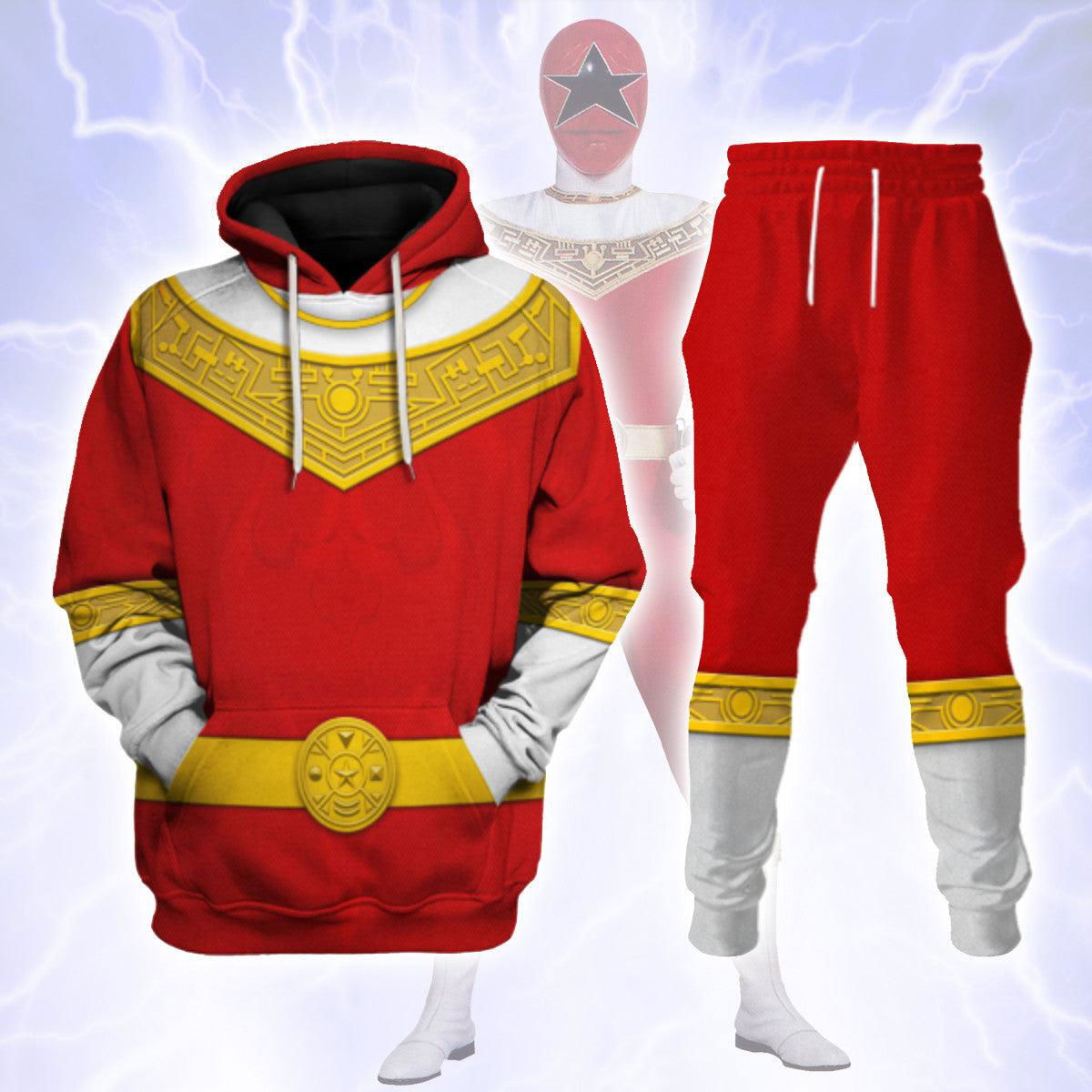 Red Power Rangers Zeo Hoodies Sweatshirt T-shirt Hawaiian Tracksuit