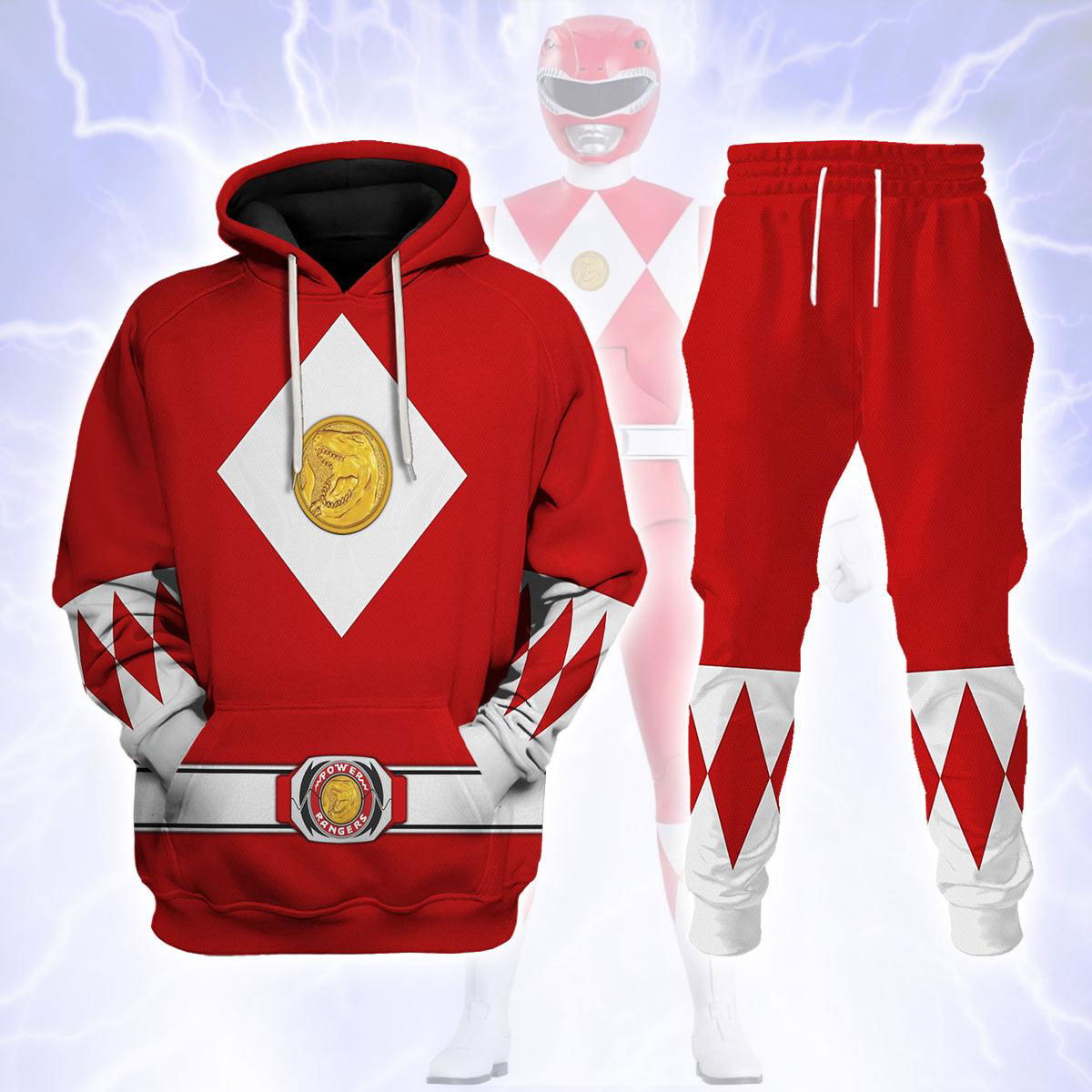 Red Ranger Mighty Morphin The Movie (1995) Hoodies Sweatshirt T-shirt Hawaiian