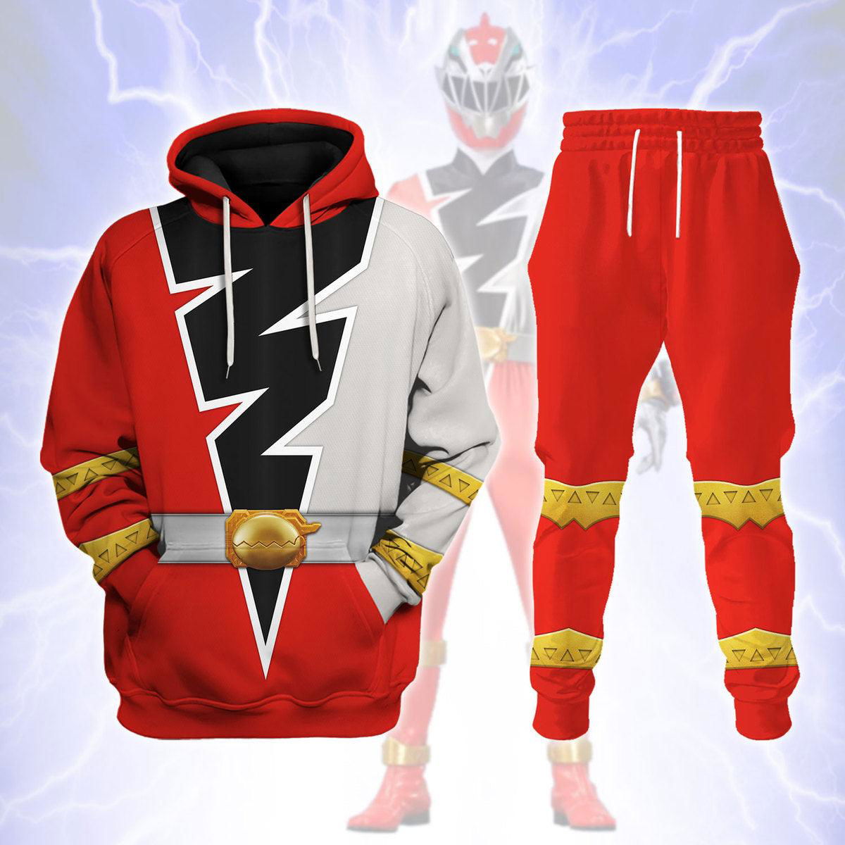 Red Zayto Ranger Dino Fury Hoodies Sweatshirt T-Shirt Zip Hoodies Sweatpants