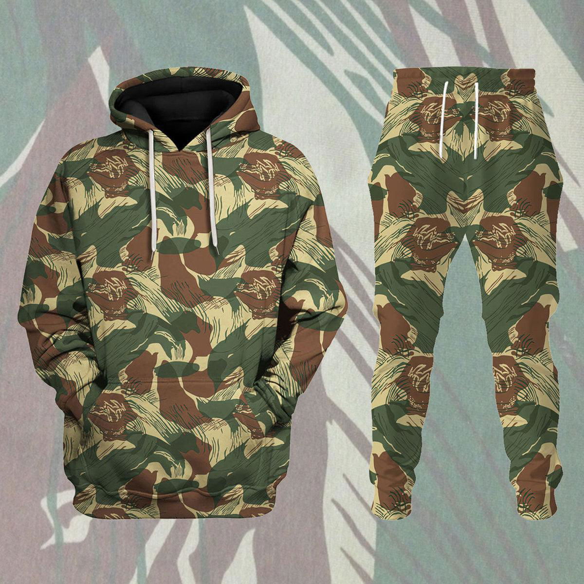 Rhodesian Brushstroke Rhodesian Security Forces 1965 Camo Hoodie Sweatshirt T-Shirt Tracksuit