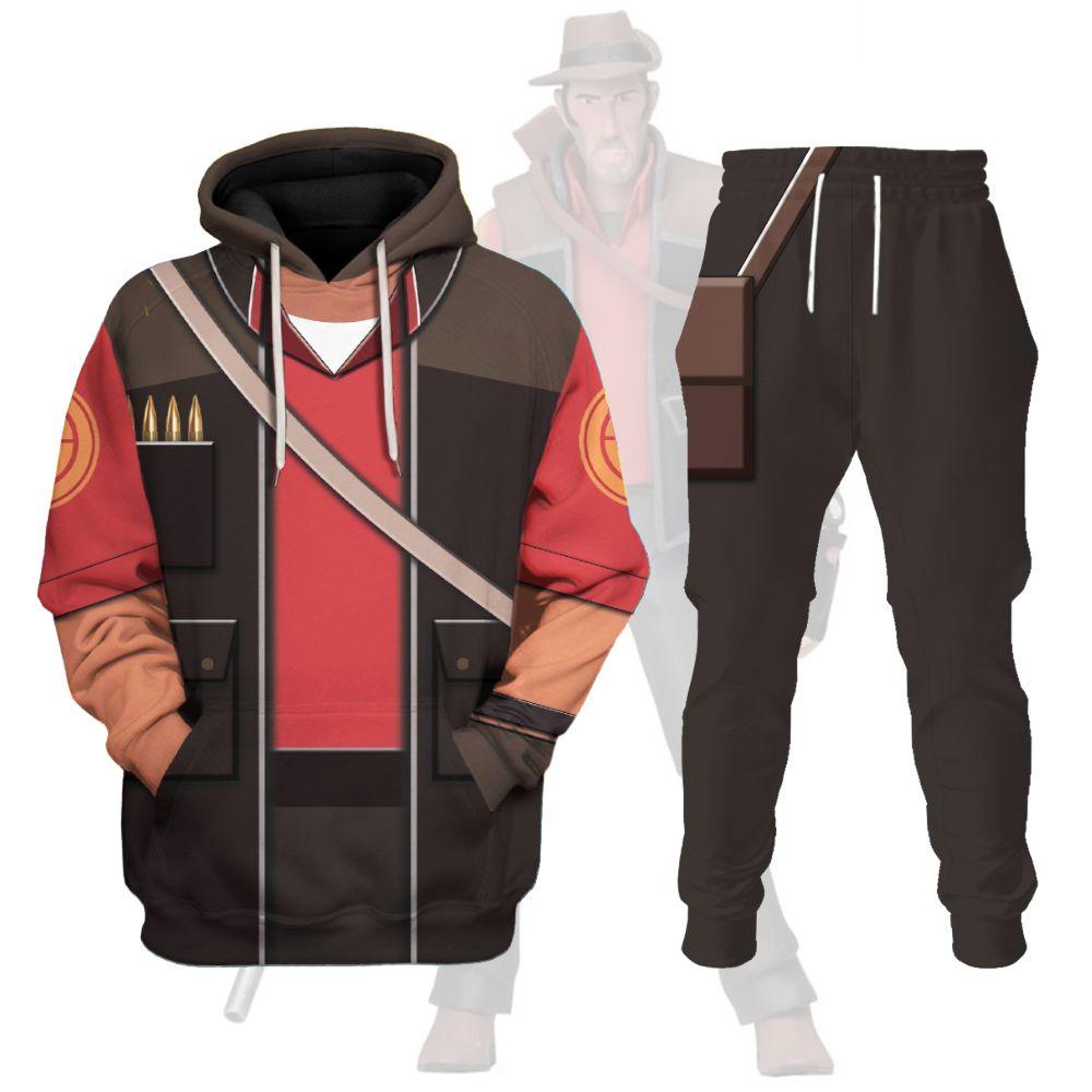 Sniper TF2 Costume Hoodie Sweatshirt T-Shirt Tracksuit