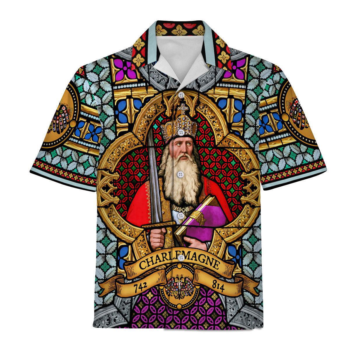 Stained Glass Window of Charlemagne Hawaiian Shirt Polo Shirt Beach short