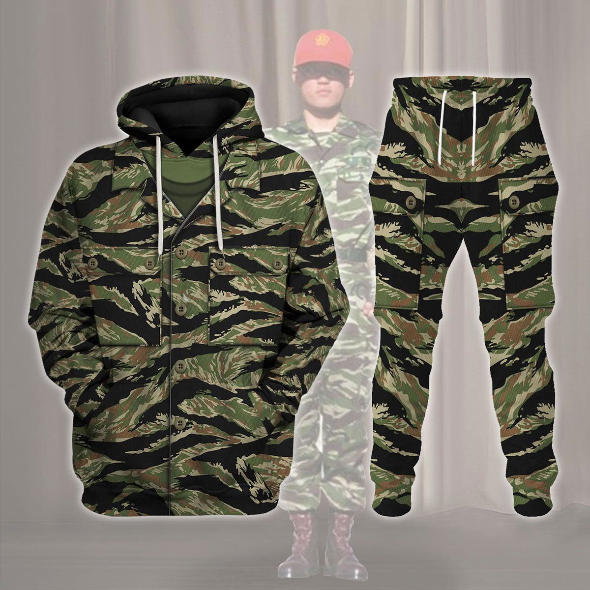 Tigerstripe South Vietnam Special Forces Tiger Stripe CAMO Costume Hoodie Sweatshirt T-Shirt Tracksuit