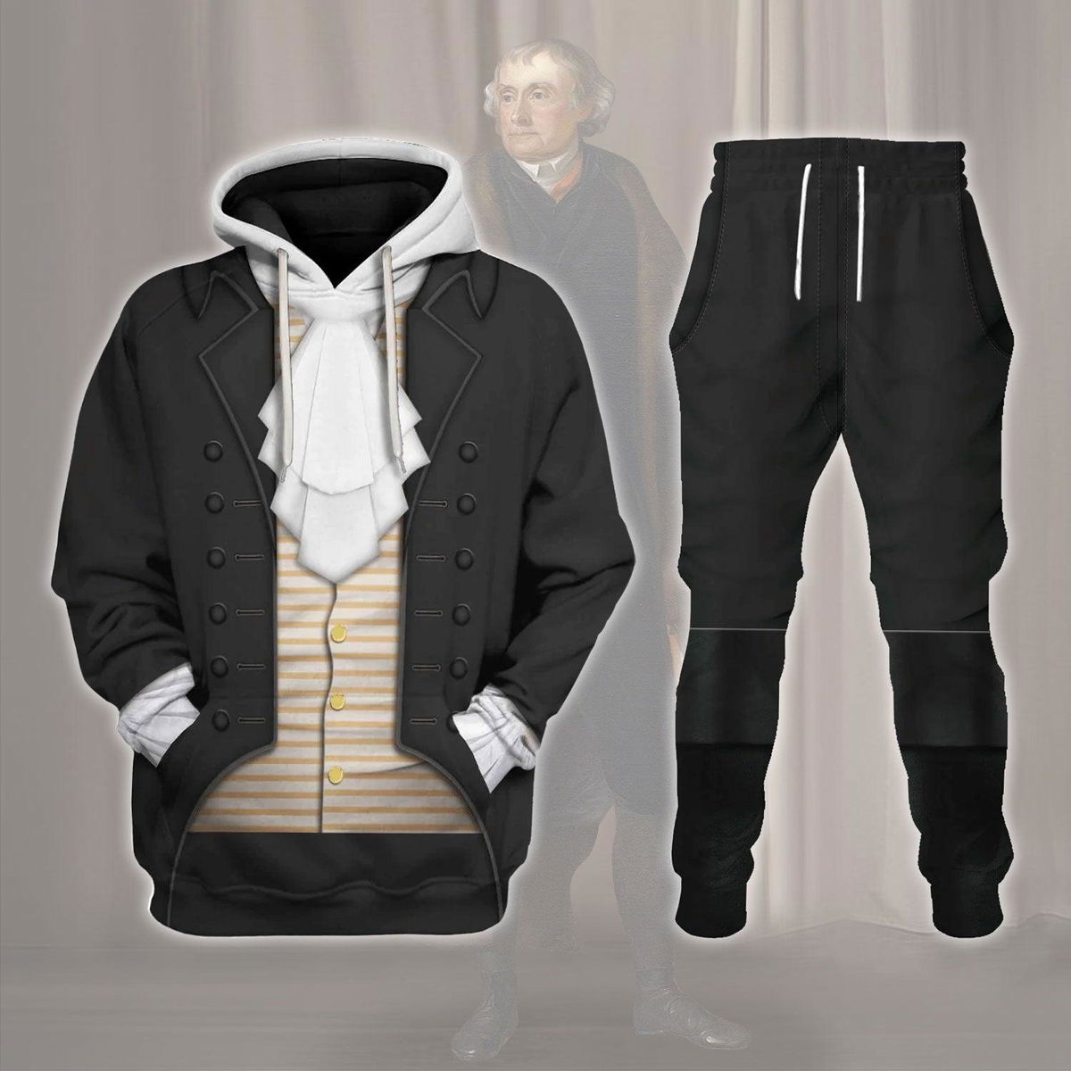 U.S. President Thomas Jefferson Costume Hoodie Sweatshirt T-Shirt Tracksuit