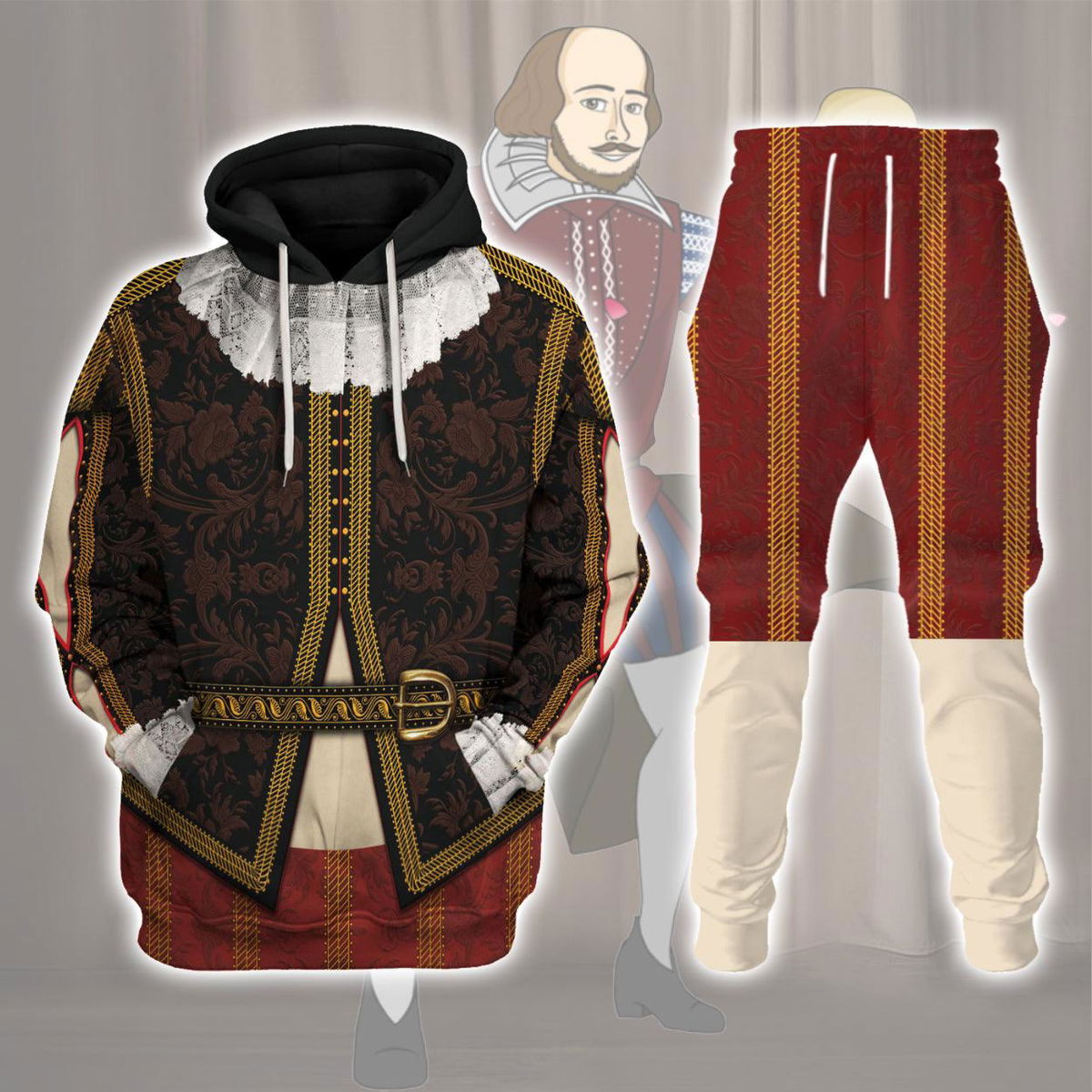 William Shakespeare Costume Hoodie Sweatshirt T-Shirt Tracksuit