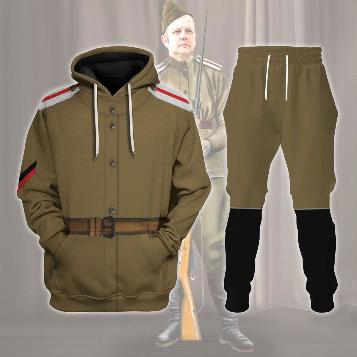 WW1 Russian Soldiers Costume Hoodie Sweatshirt T-Shirt Tracksuit