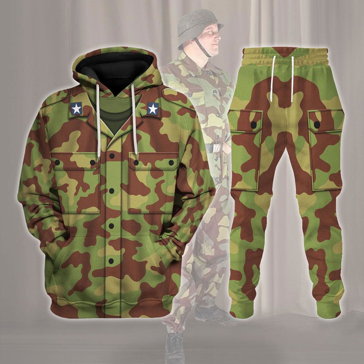 WW2 M1929 Telo Mimetico Military Camouflage Pattern Costume Hoodie Sweatshirt T-Shirt Tracksuit