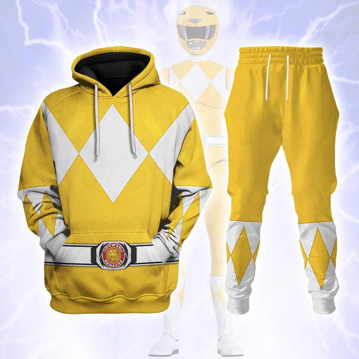 Yellow Ranger Mighty Morphin Hoodies Sweatshirt T-shirt Hawaiian Tracksuit